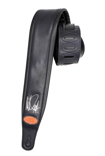 Black leather Guitar Strap with Neil Za Za Signatur